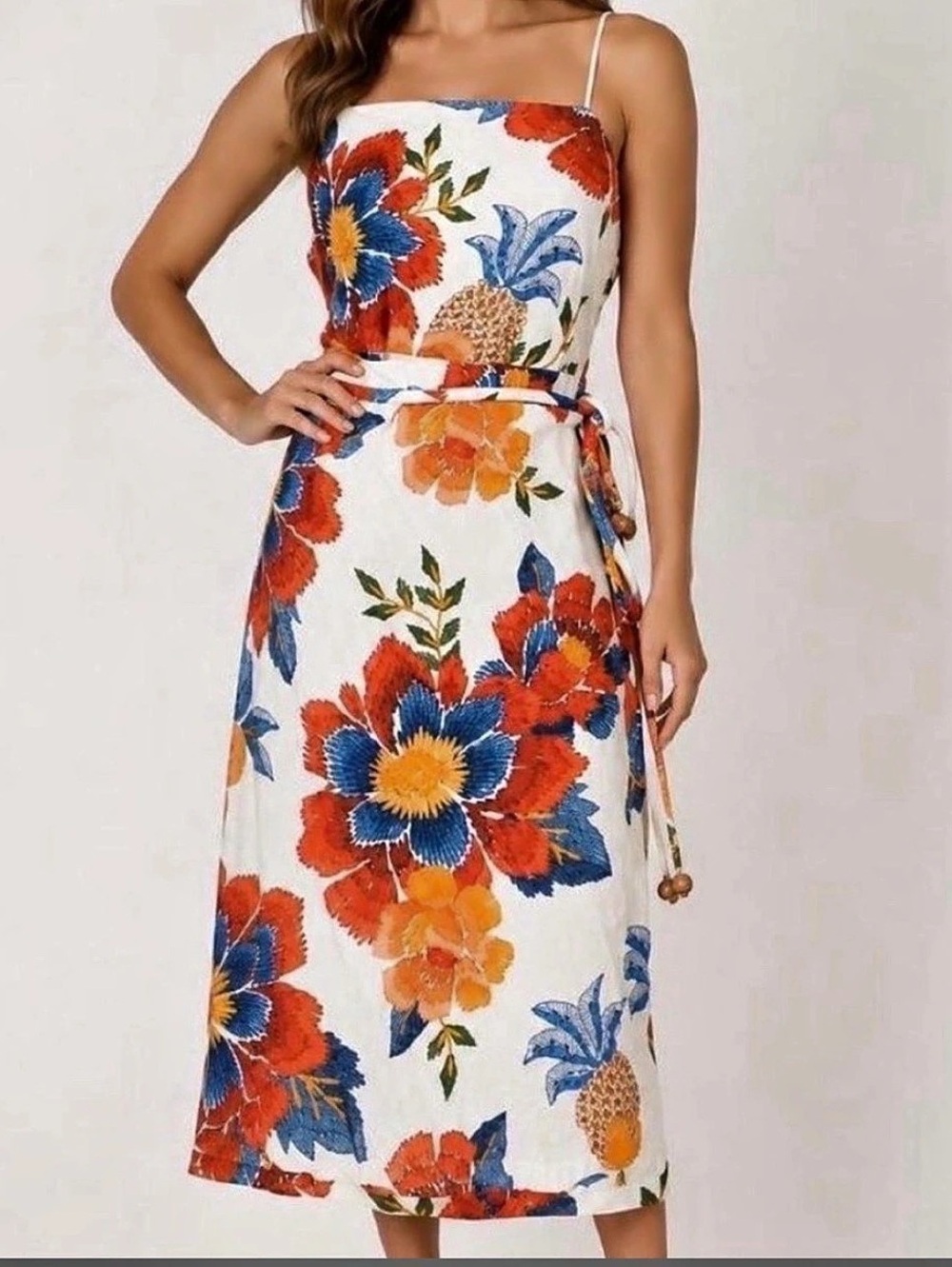 FARM Rio Pineapple Flower Midi Dress Floral Midi Dress